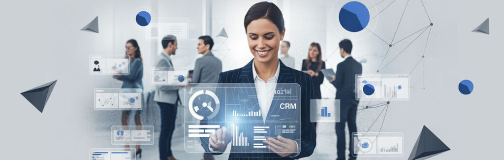 Mulher mexendo na IA em tablet moderno