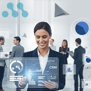 Mulher mexendo na IA em tablet moderno