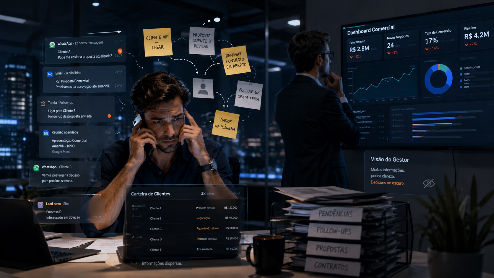 Operação comercial B2B dependente da memória dos vendedores